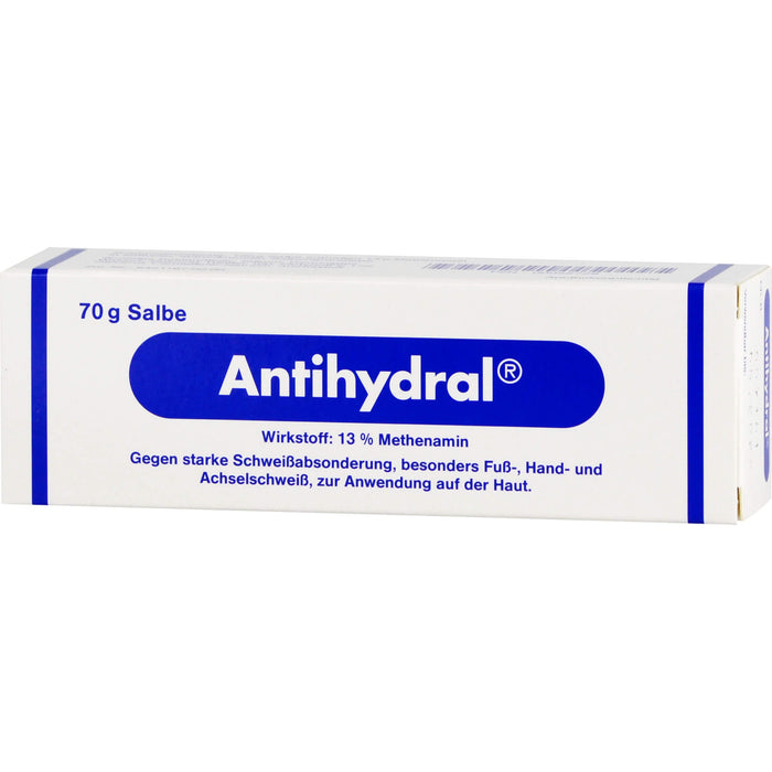 Antihydral 130 mg/g Methenamin Salbe gegen starken Schweißabsonderung, besonders Fuß-, Hand- und Achselschweiß, 70 g Ointment