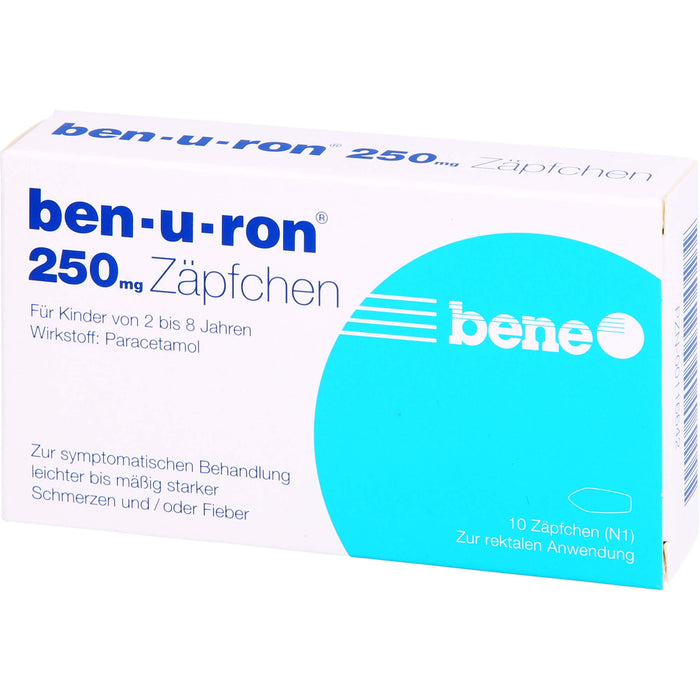 ben-u-ron 250 mg Zäpfchen bei Schmerzen und Fieber, 10 pc Suppositoires