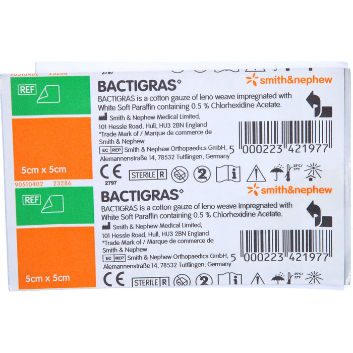 BACTIGRAS antiseptische Paraffingaze 5 x 5 cm, 1 pcs. Wound gauze