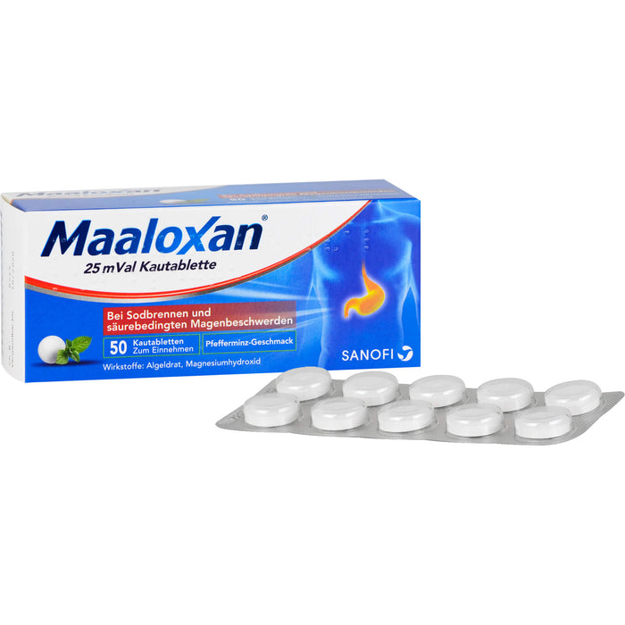 Maalox 25 mVal Kautabletten Reimport Kohlpharma säurebindendes Magenmittel, 50 pc Tablettes