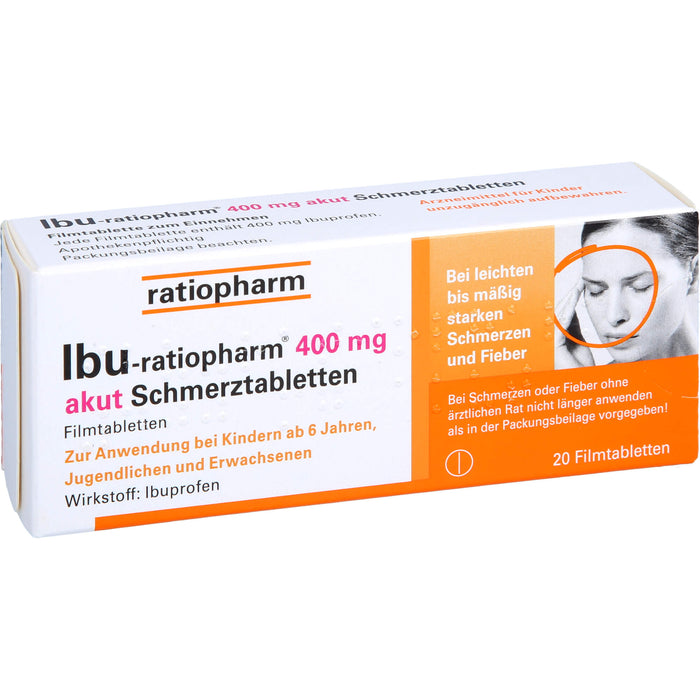 IBU-ratiopharm akut 400 mg Schmerztabletten, 20 pc Tablettes