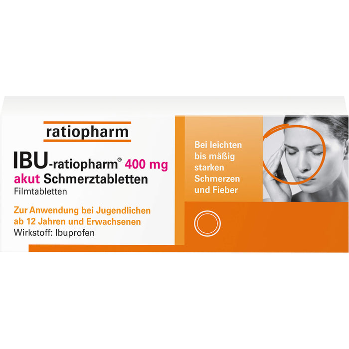 IBU-ratiopharm akut 400 mg Schmerztabletten, 20 pc Tablettes
