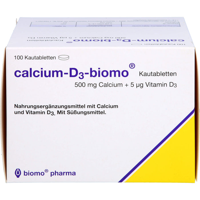 Calcium-D3-biomo Kautabletten 500+D, 100 pcs. Tablets