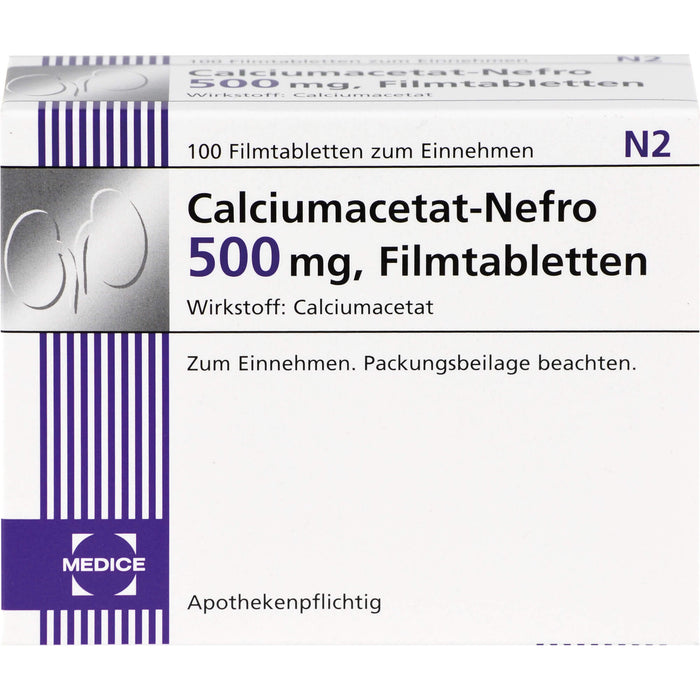 Calciumacetat-Nefro 500 mg, Filmtabletten, 100 pc Tablettes