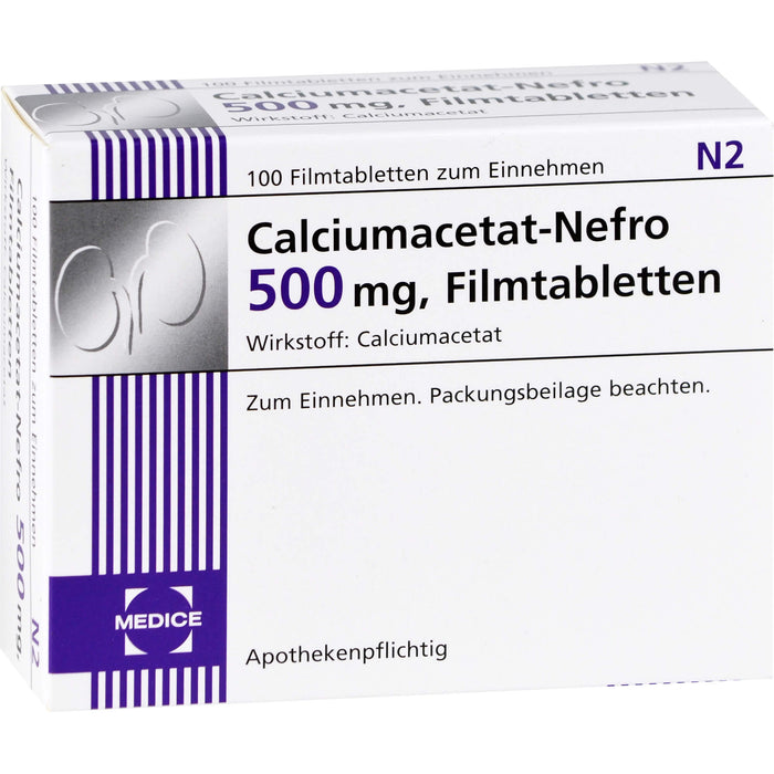 Calciumacetat-Nefro 500 mg, Filmtabletten, 100 pc Tablettes