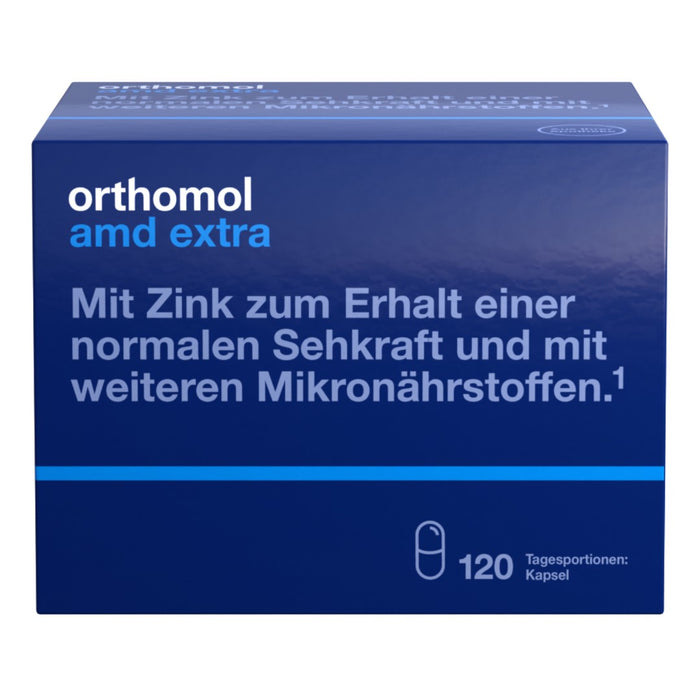 Orthomol AMD extra - Mikronährstoffe für den Erhalt normaler Sehkraft - mit Zink, Lutein und Zeaxanthin - Kapseln, 120 pc Portions quotidiennes