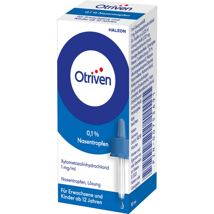 Otriven 0,1 % Nasentropfen für Erwachsene bei Schnupfen, 10 ml Lösung