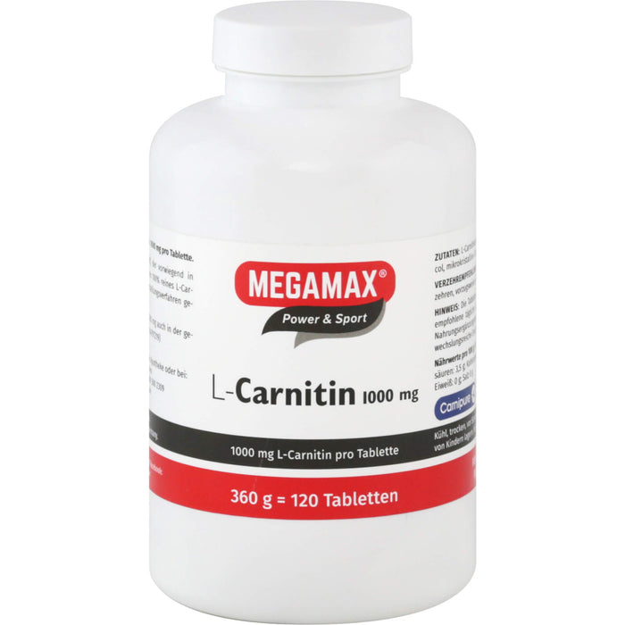 MEGAMAX Power & Sport L-Carnitin 1000 mg Tabletten, 120 pc Tablettes