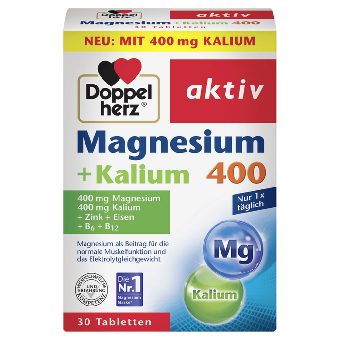 Doppelherz Magnesium + Kalium Tabletten, 30 pc Tablettes