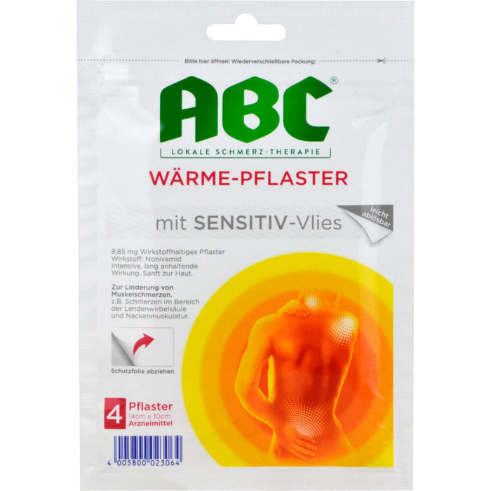 ABC Wärme-Pflaster sensitiv zur Linderung von Muskelschmerzen, 4 pc Pansement