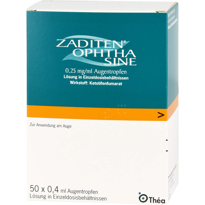 Zaditen ophta sine 0,25 mg/ml Lösung Antiallergikum zur Anwendung am Auge, 50 pc Pipettes à dose unique