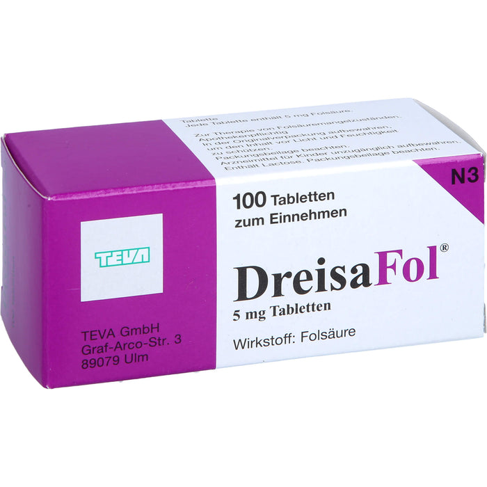 DreisaFol Tabletten bei Folsäuremangelzuständen, 100 pc Tablettes