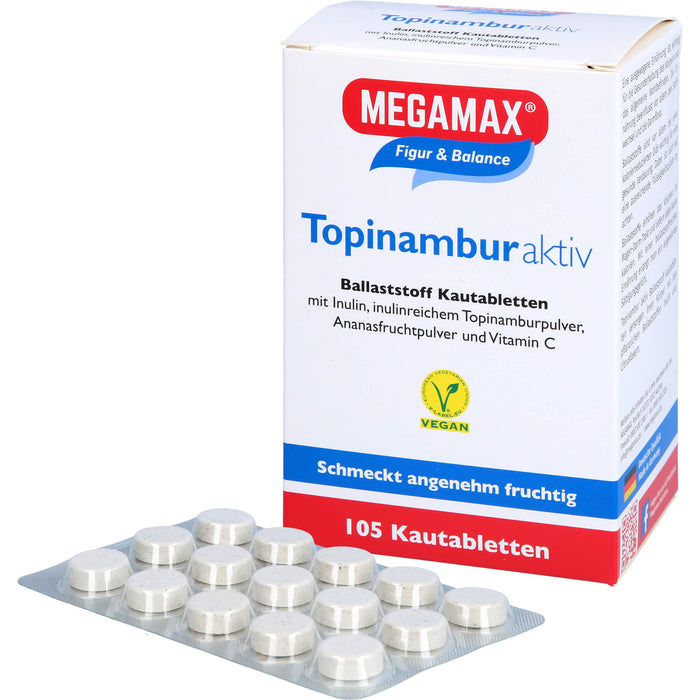 MEGAMAX Figur & Balance Topinambur Aktiv Ballaststoff Kautabletten, 105 pc Tablettes