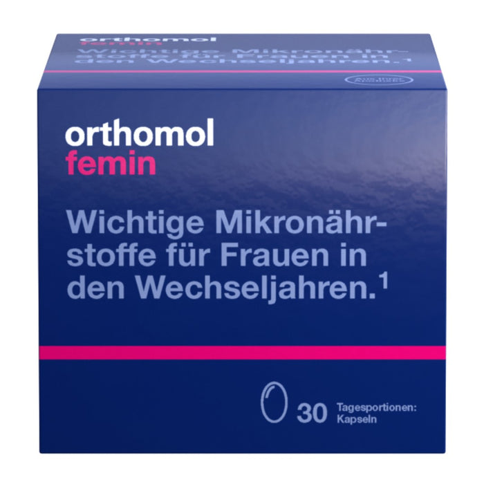 Orthomol Femin - Mikronährstoffe für Frauen in den Wechseljahren - mit Biotin, Selen, Zink, Nachtkerzenöl, Coenzym Q10 - Kapseln, 30 pc Portions quotidiennes