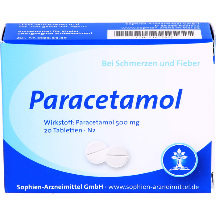 Sophien-Arzneimittel Paracetamol 500 mg Tabletten, 20 pc Tablettes