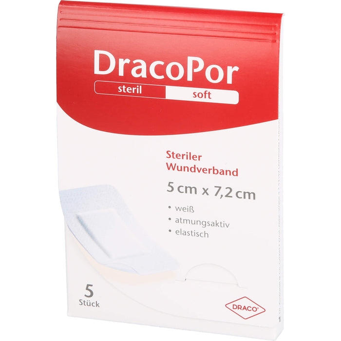 DracoPor soft  5 cm x 7,2 cm weiß steriler Wundverband, 5 pc Pansements