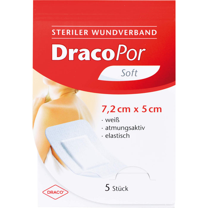 DracoPor soft  5 cm x 7,2 cm weiß steriler Wundverband, 5 pcs. Wound dressings