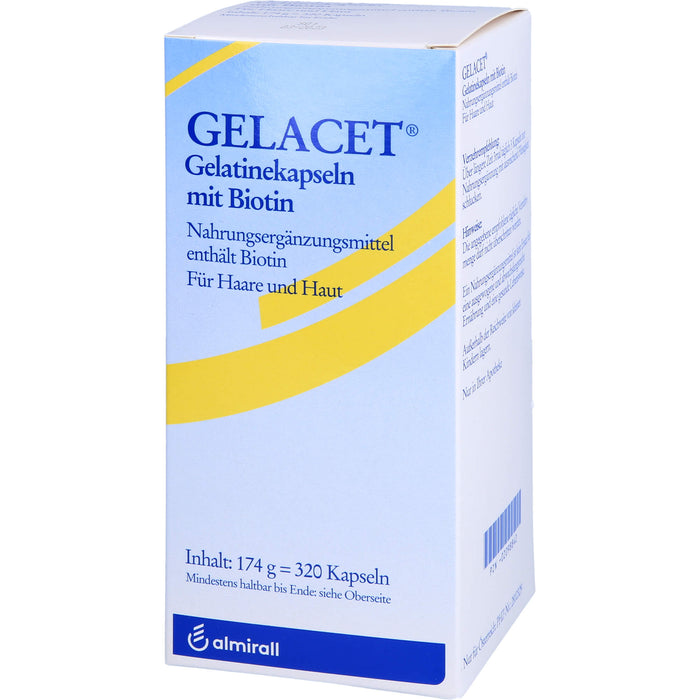 GELACET Gelatinekapseln mit Biotin für Haare und Haut, 320 pc Capsules
