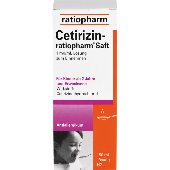 Cetirizin-ratiopharm Saft Antiallergikum, 150 ml Solution