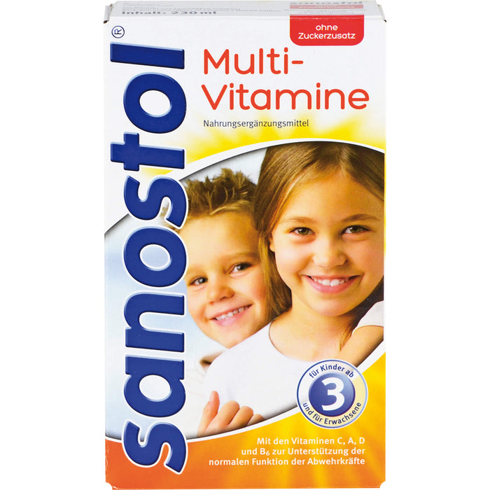 sanostol Multi-Vitamine ohne Zuckerzusatz Saft, 230 ml Solution