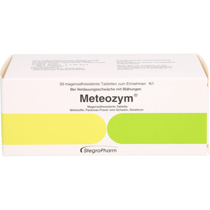 Meteozym Tabletten bei Verdauungsschwäche mit Blähungen, 50 pcs. Tablets
