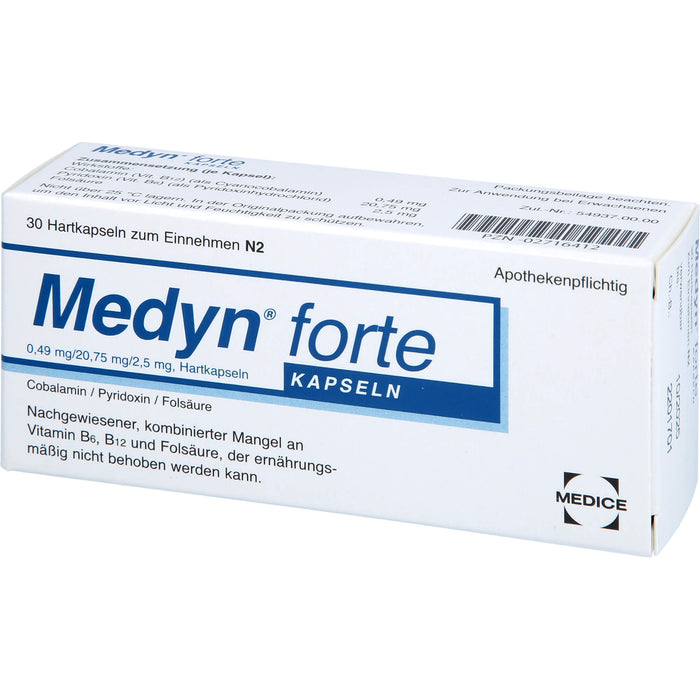 Medyn forte Kapseln bbei nachgewiesener, kombinierter Mangel an B6, B12 und Folsäure, 30 pc Capsules