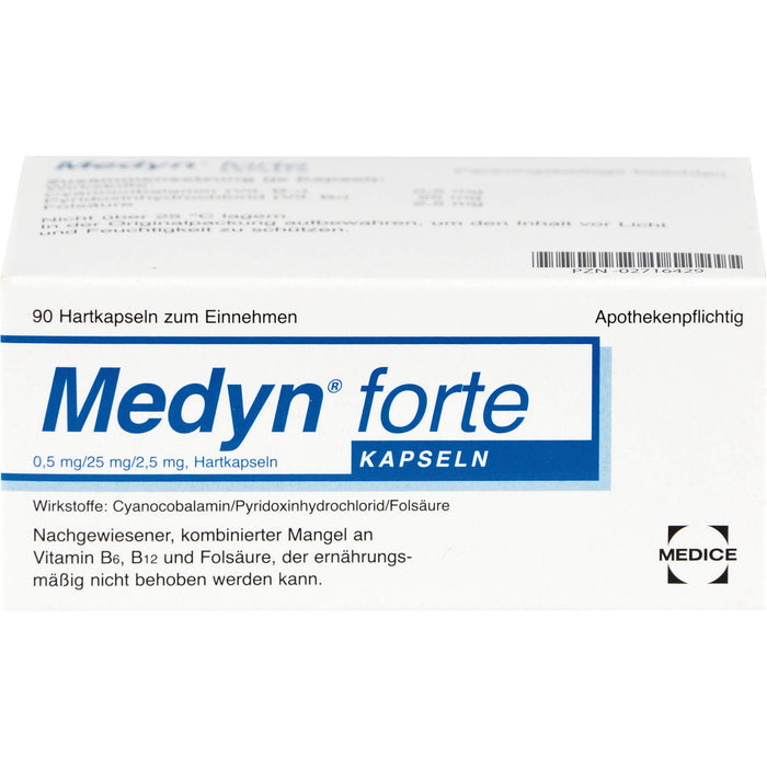 Medyn forte Kapseln bei nachgewiesener, kombinierter Mangel an B6, B12 und Folsäure, 90 pcs. Capsules