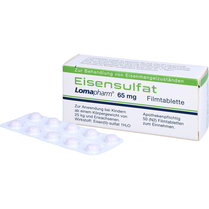 Eisensulfat Lomapharm 65 mg Filmtabletten, 50 pcs. Tablets