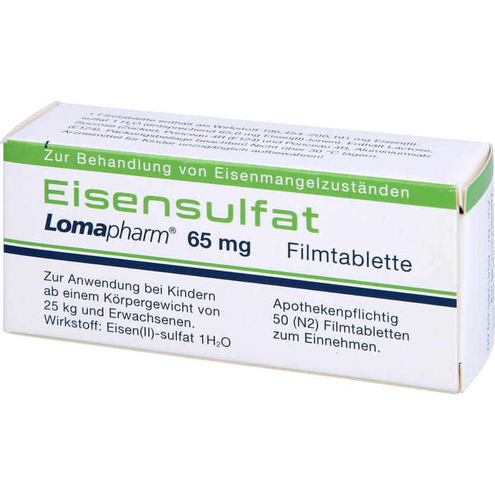 Eisensulfat Lomapharm 65 mg Filmtabletten, 50 pcs. Tablets