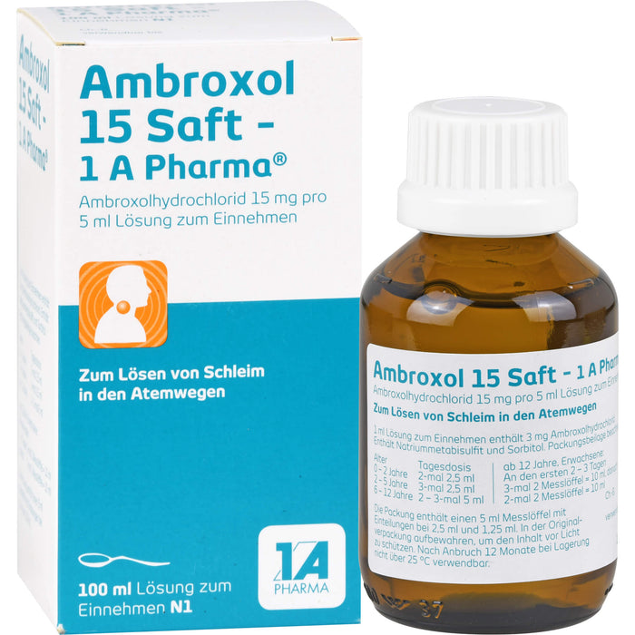 Ambroxol 15 Saft - 1A Pharma Schleimlöser, 100 ml Solution