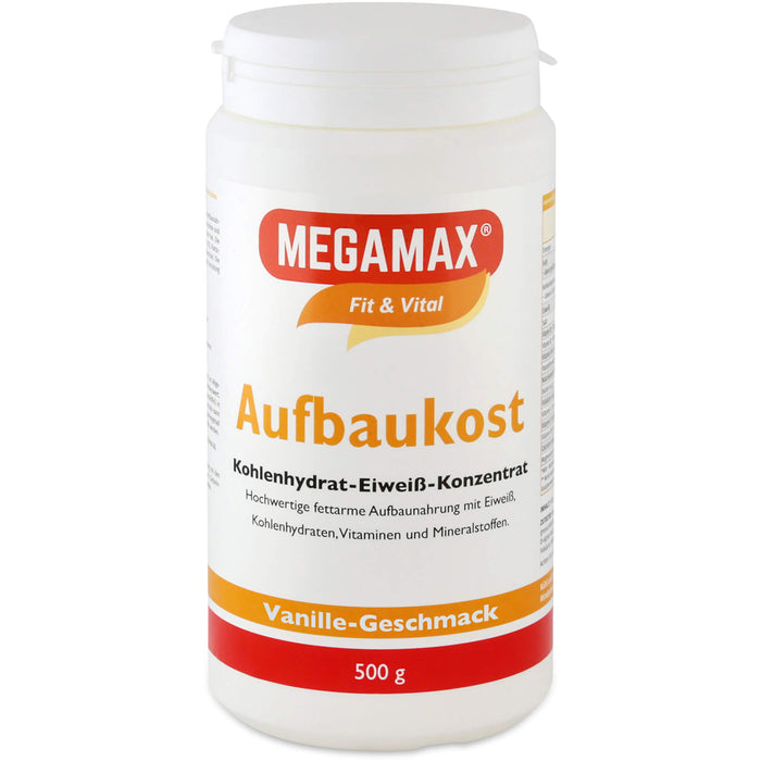 MEGAMAX Fit & Vital Aufbaukost Kohlenhydrat-Eiweiß-Konzentrat Vanille-Geschmack, 500 g Poudre