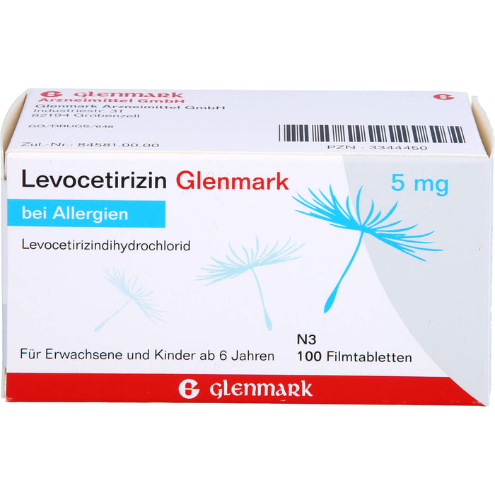 Glenmark Levocetirizin 5 mg Filmtabletten bei Allergien, 100 pcs. Tablets