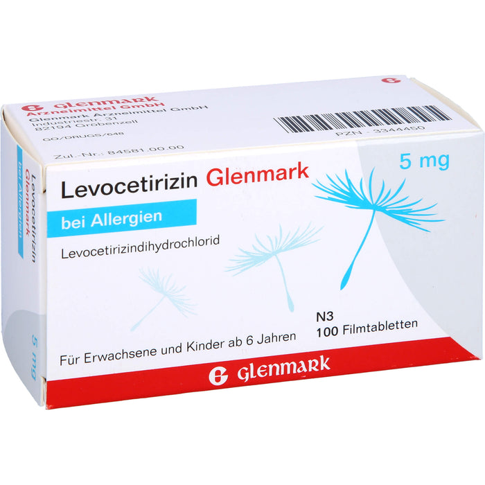 Glenmark Levocetirizin 5 mg Filmtabletten bei Allergien, 100 pcs. Tablets