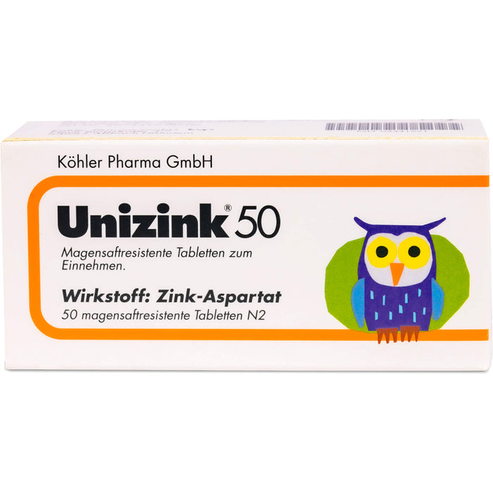 Unizink 50 mg magensaftresistente Tabletten, 50 pc Tablettes