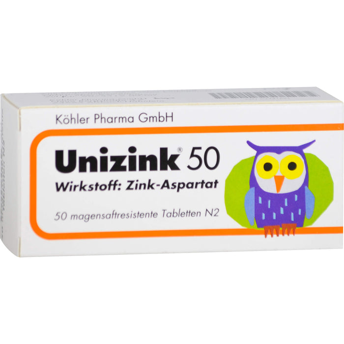 Unizink 50 mg magensaftresistente Tabletten, 50 pc Tablettes