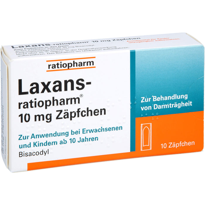 Laxans-ratiopharm Zäpfchen bei Darmträgheit, 10 pc Suppositoires