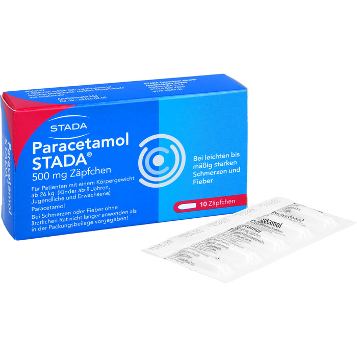 Paracetamol STADA 500 mg Zäpfchen bei Schmerzen und Fieber, 10 pcs. Suppositories