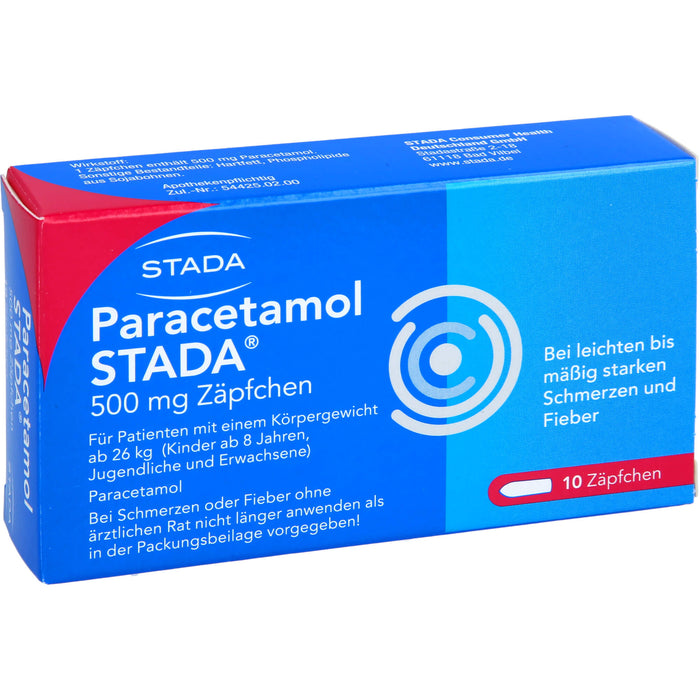 Paracetamol STADA 500 mg Zäpfchen bei Schmerzen und Fieber, 10 pcs. Suppositories