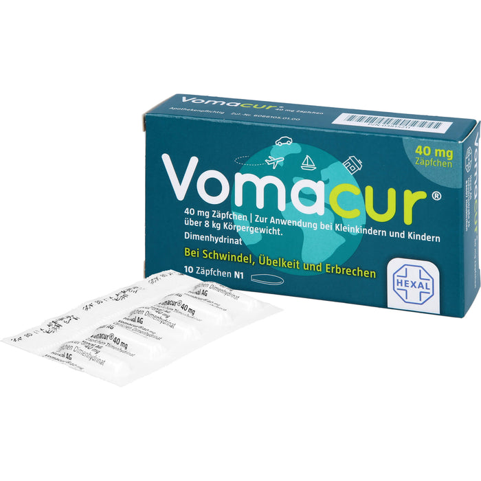 Vomacur 40 mg Zäpfchen, 10 pcs. Suppositories