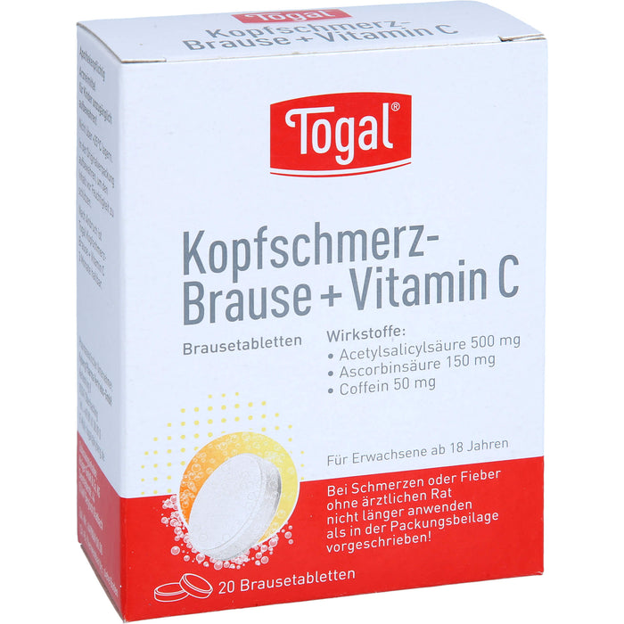Togal Kopfschmerz-Brause + Vitamin C Brausetabletten, 20 pcs. Tablets
