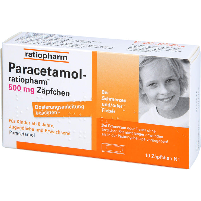 Paracetamol-ratiopharm 500 mg Zäpfchen bei Fieber und Schmerzen, 10 pcs. Suppositories