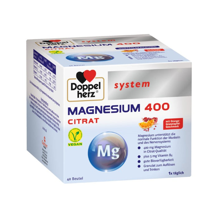 Doppelherz system Magnesium 400 Citrat trinkfertiges Granulat, 40 pcs. Sachets