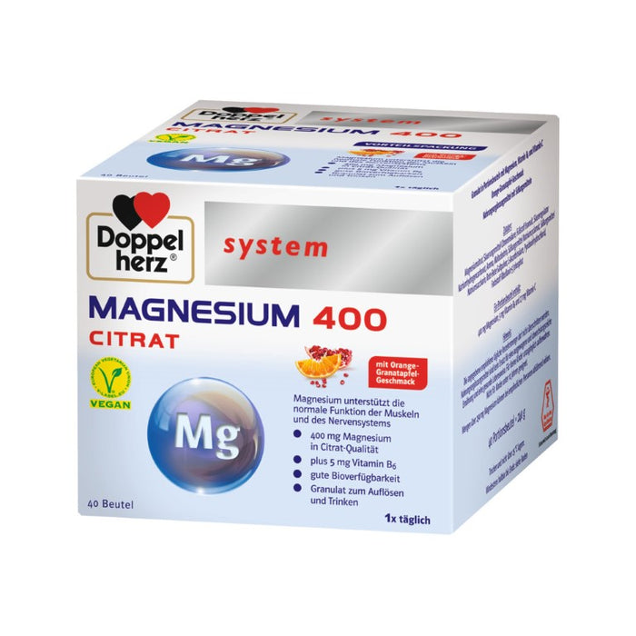 Doppelherz system Magnesium 400 Citrat trinkfertiges Granulat, 40 pcs. Sachets