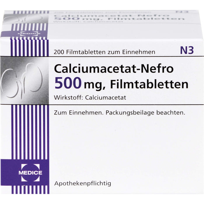 Calciumacetat-Nefro 500 mg Filmtabletten, 200 pcs. Tablets