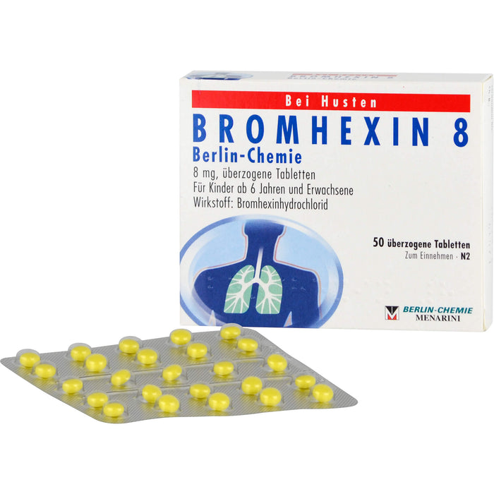 BERLIN-CHEMIE BROMHEXIN 8 Tabletten bei Husten, 50 pc Tablettes