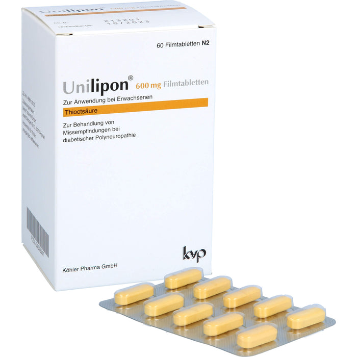 Unilipon 600 mg Filmtabletten bei Missempfindungen bei diabetischer Polyneuropathie, 60 St. Tabletten