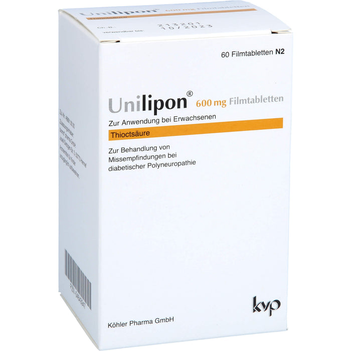 Unilipon 600 mg Filmtabletten bei Missempfindungen bei diabetischer Polyneuropathie, 60 St. Tabletten