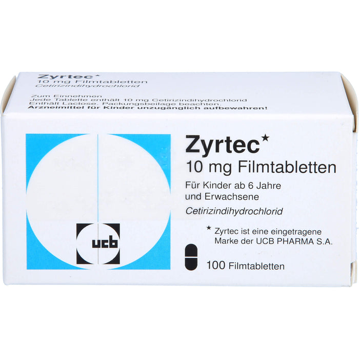 Zyrtec 10 mg kohlpharma Filmtabletten bei Allergien, 100 pc Tablettes