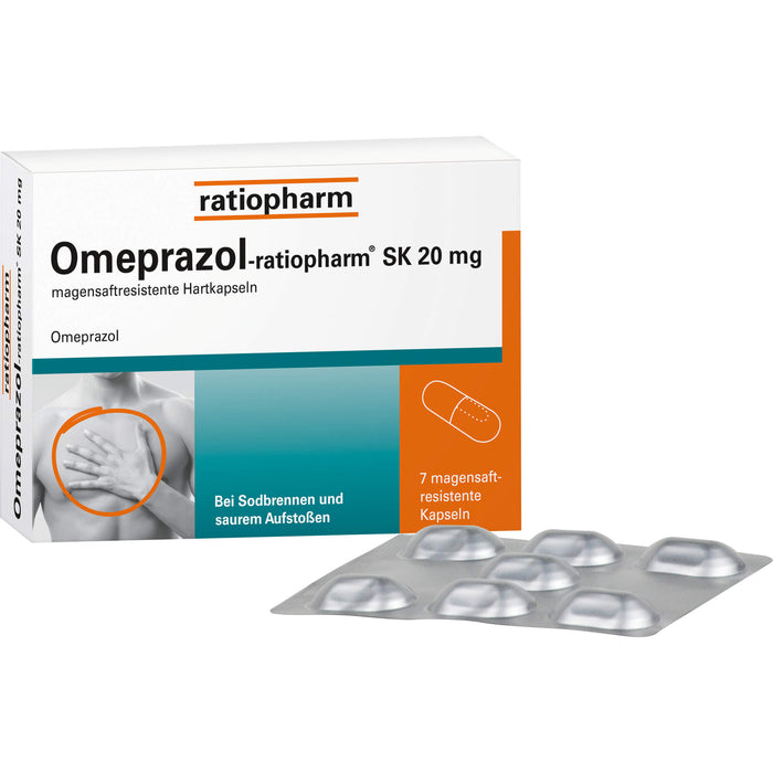 Omeprazol-ratiopharm SK 20 mg Kapslen bei Sodbrennen, 7 pc ...