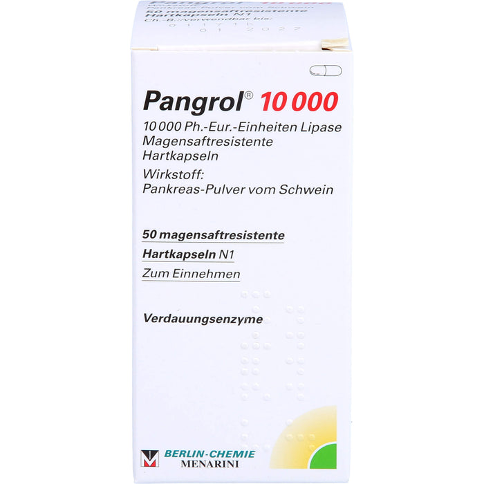 Pangrol 10 000, 10 000 Ph.-Eur.-Einheiten Lipase Magensaftresistente Hartkapseln, 50 pc Capsules